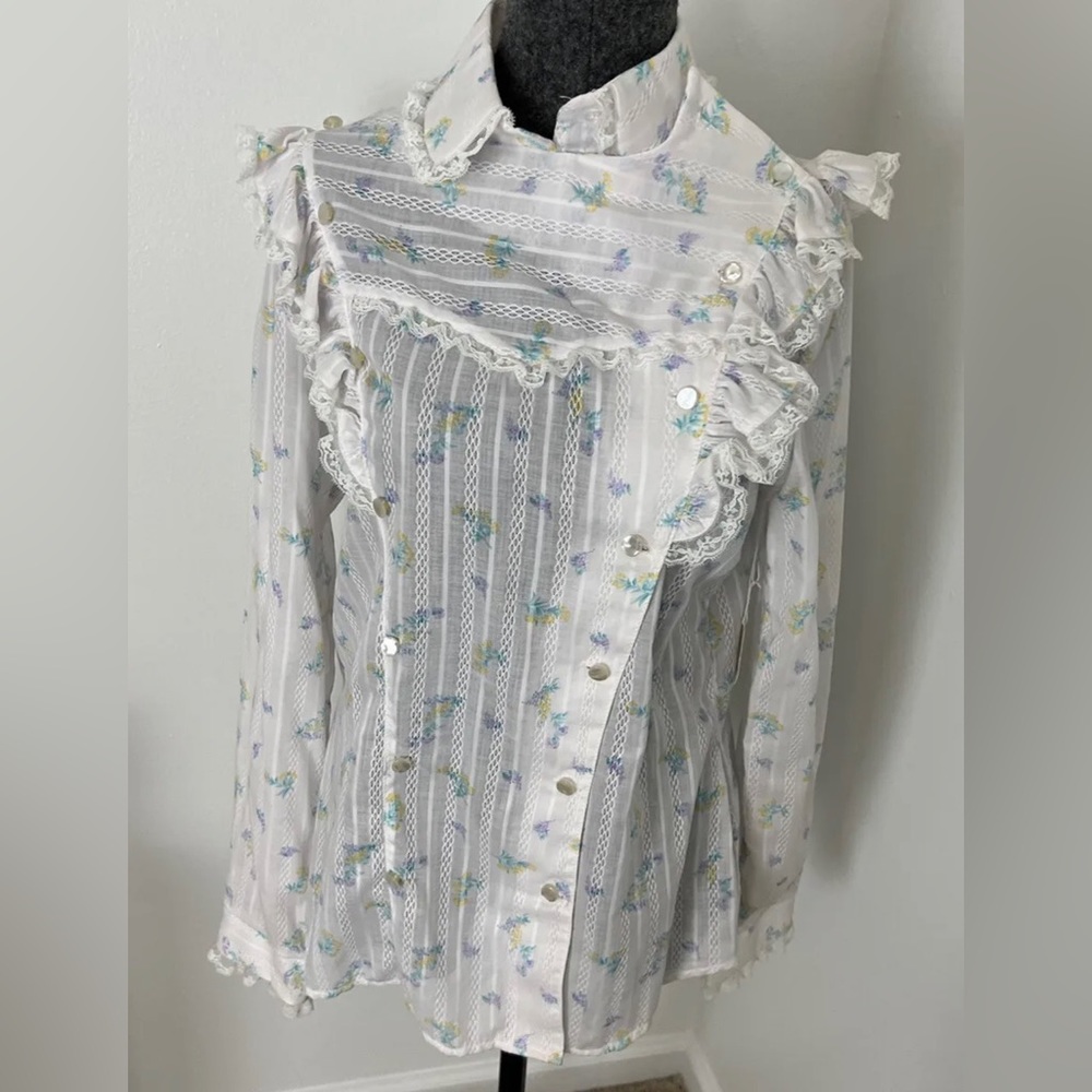 Vintage Stage West by Prior Pearl Lace Button Up Scully Sz 38 Made in USA NWT